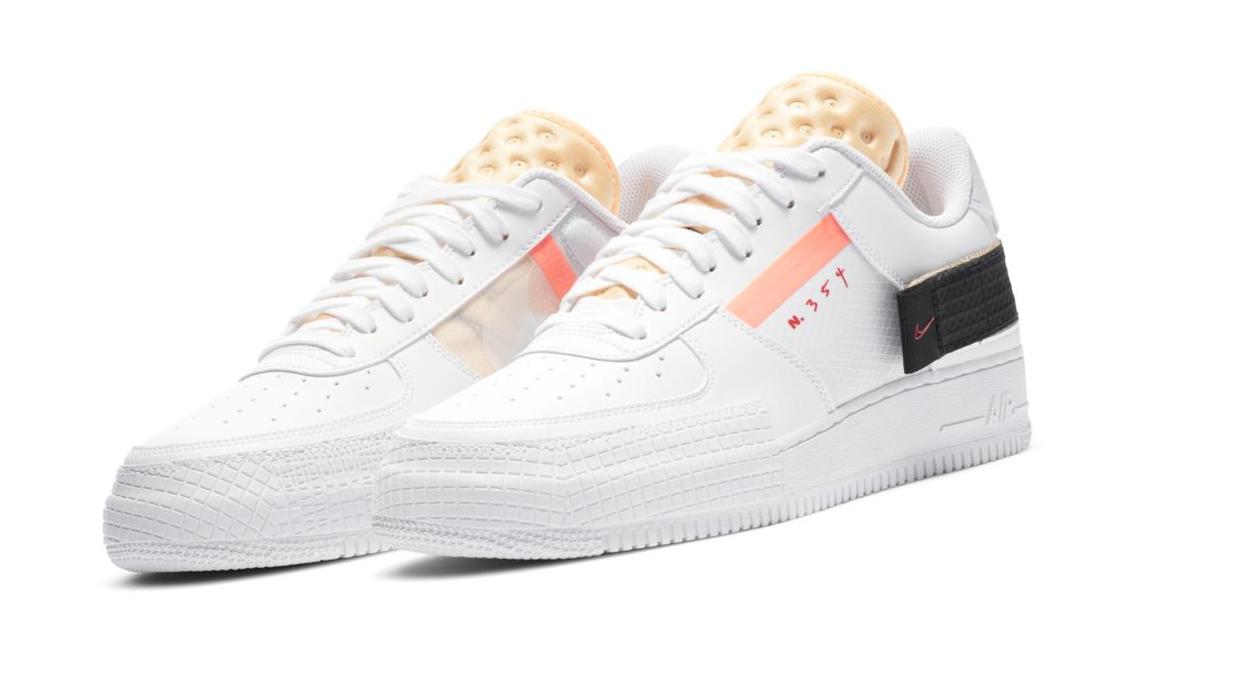 Nike AF1-Type White / Black / Melon / Habanero Red