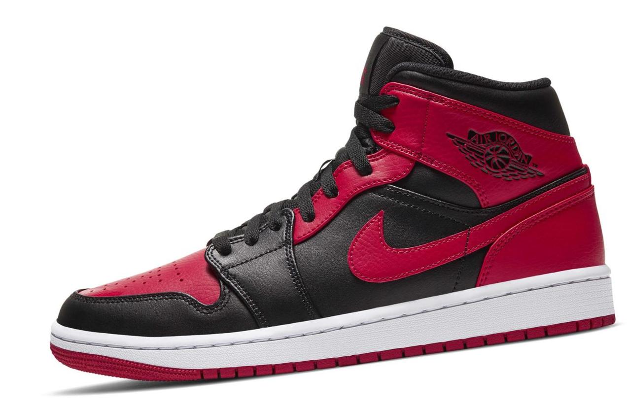 Air Jordan 1 Mid Black/White/Gym red 554724-074