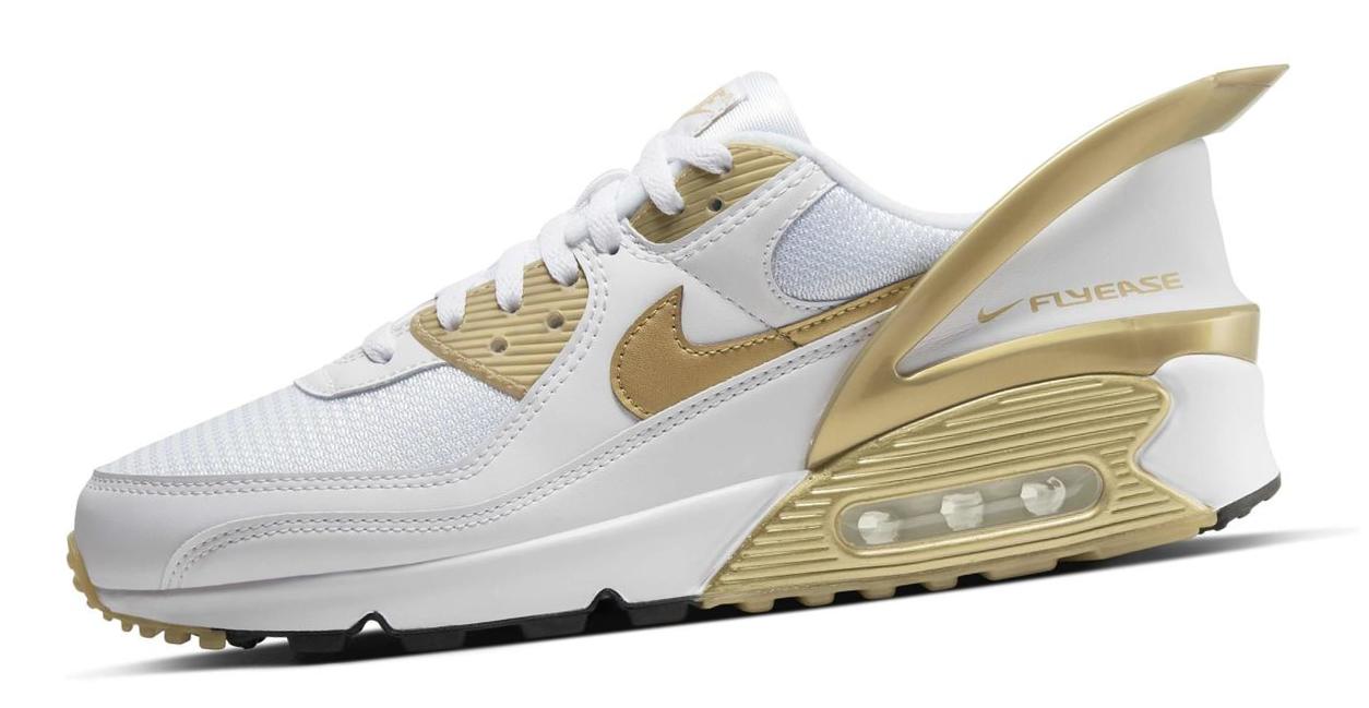 Nike Air Max 90 FlyEase White/White/Black/Metallic Gold